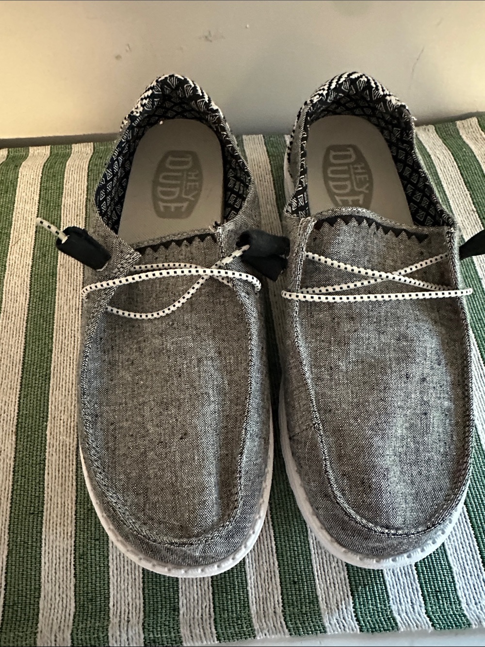 Hey Dude Gray Canvas Slip-On with Patterned Lining